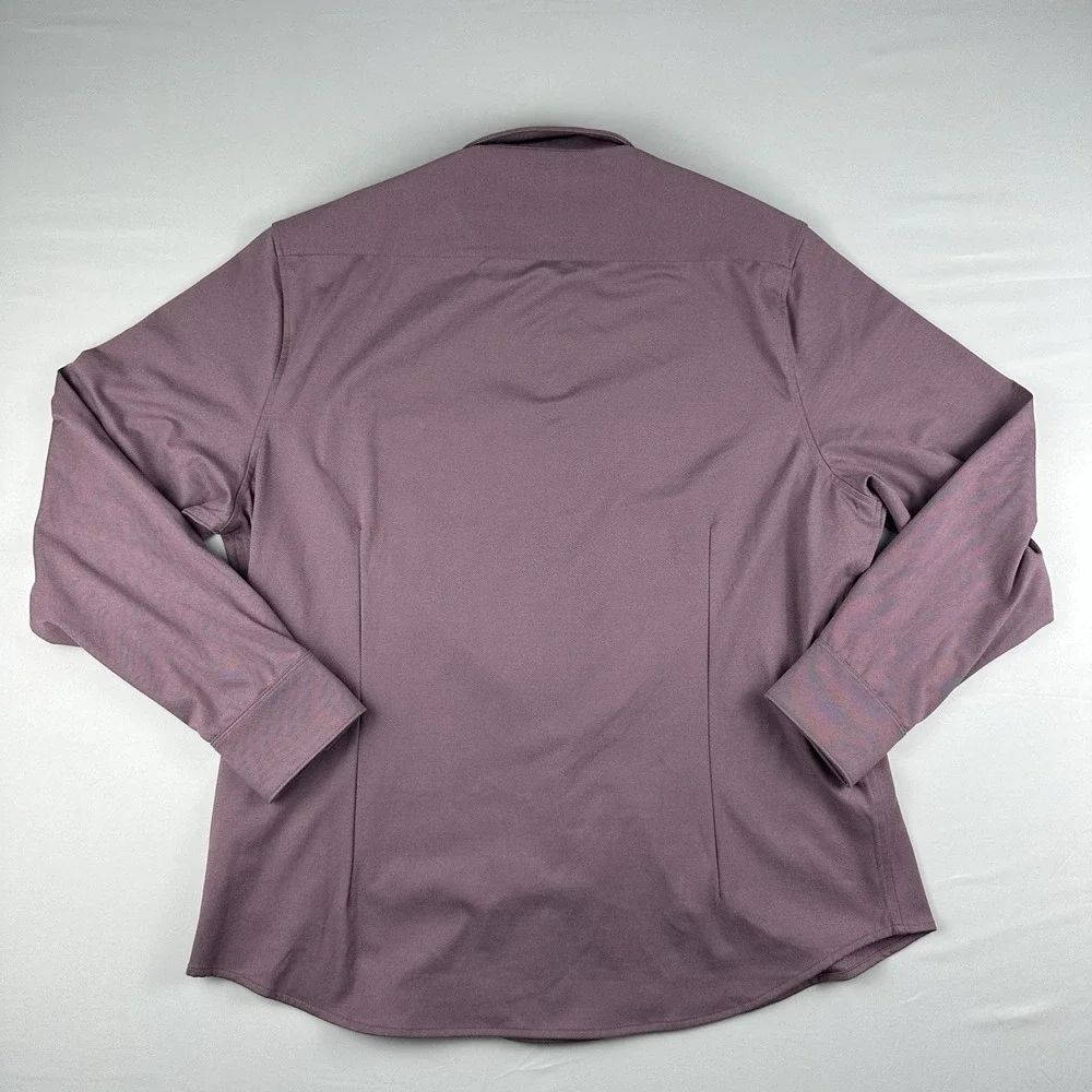 Mizzen Main‎ Men's Pink Performance Stretch Snap Button Long Sleeve Size Large